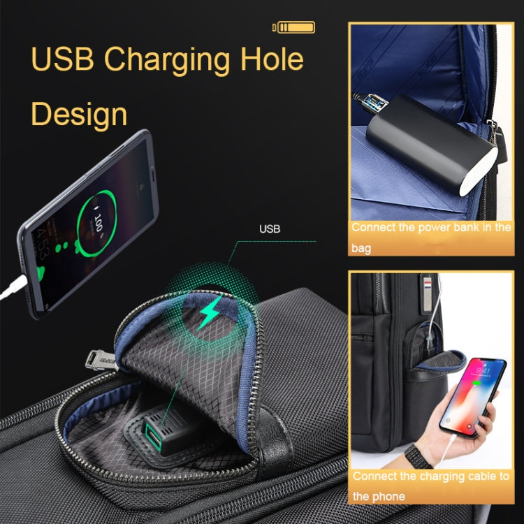 Bopai 61-86611 Multifunctional Wear-resistant Anti-theft Laptop Backpack with USB Charging Hole – Waterproof, Wear-resistant, Leather