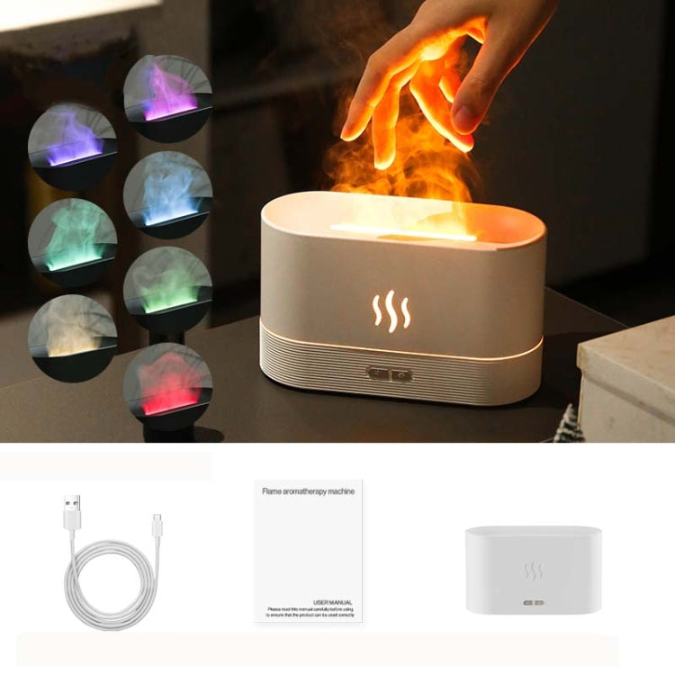 7 Color Flame Aromatherapy Machine Home Office Desk Air Humidifier, 7 Color(Black), 7 Color (White) – Electroplating 7 Color (White) White