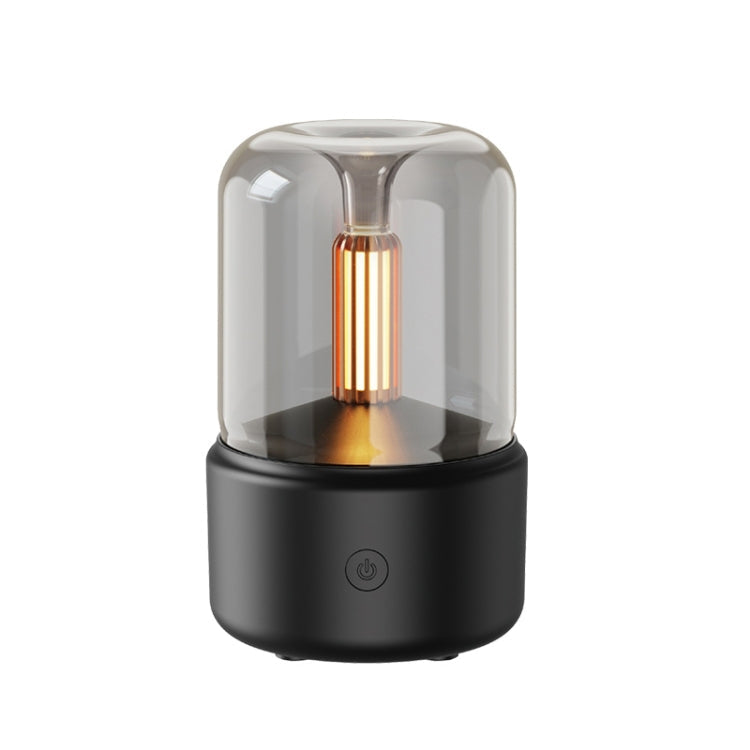 120ML Simulated Candlelight Aroma Diffuser USB Home Atmosphere Night Light Humidifier, DQ702 (Black), DQ702 (Beige) DQ702 (Black) Black