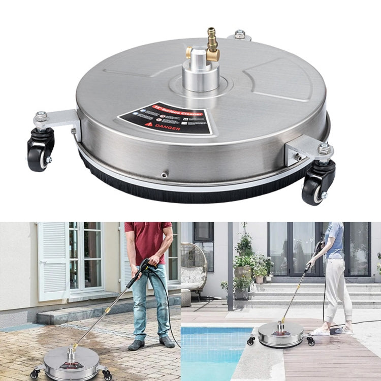 Round Floor Scrubber High Pressure Cleaner, Size:, 15 inch Plastic+2 Shots, 15 inch Stainless Steel+2 Shots – Wear-resistant 15 inch Stainless Steel+2 Shots