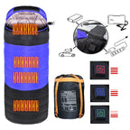USB Electric Heating Down Cotton Sleeping Bag 3-speed Temperature Adjustment, (180+30)x75cm Orange