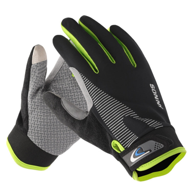 1 Pair QX0002 Sports Sunscreen Touch Screen Non-slip Wear Resistant Shock Absorbing Cycling Gloves, L L Green