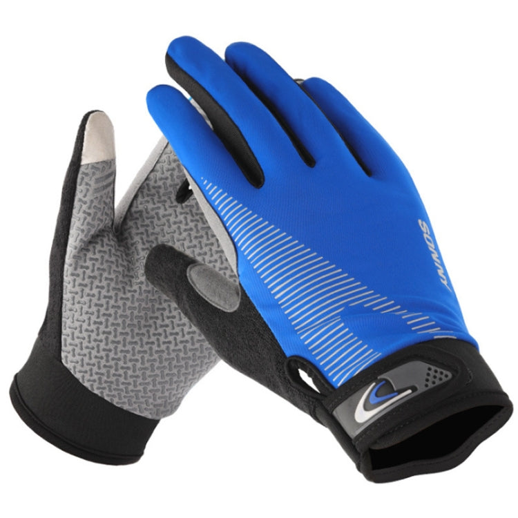 1 Pair QX0002 Sports Sunscreen Touch Screen Non-slip Wear Resistant Shock Absorbing Cycling Gloves, L – Non-slip L Blue