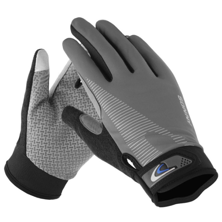 1 Pair QX0002 Sports Sunscreen Touch Screen Non-slip Wear Resistant Shock Absorbing Cycling Gloves, L – Non-slip L Grey