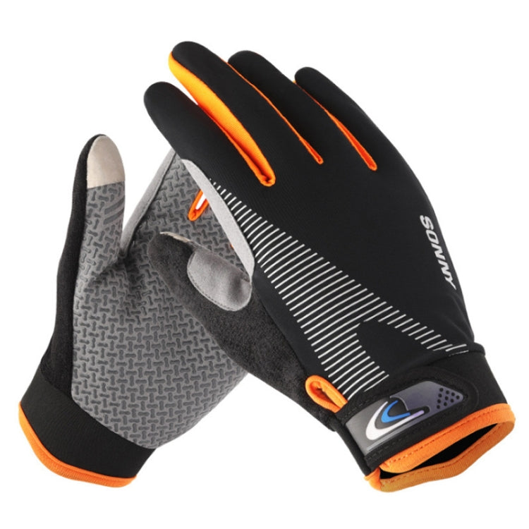 1 Pair QX0002 Sports Sunscreen Touch Screen Non-slip Wear Resistant Shock Absorbing Cycling Gloves, L – Non-slip L Orange