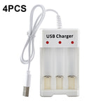 4 PCS BMAX B-03 3 Slot NiMH Battery Charger AA/AAA Battery USB Charger, 3 Slot USB(White) – TPU 3 Slot USB(White)