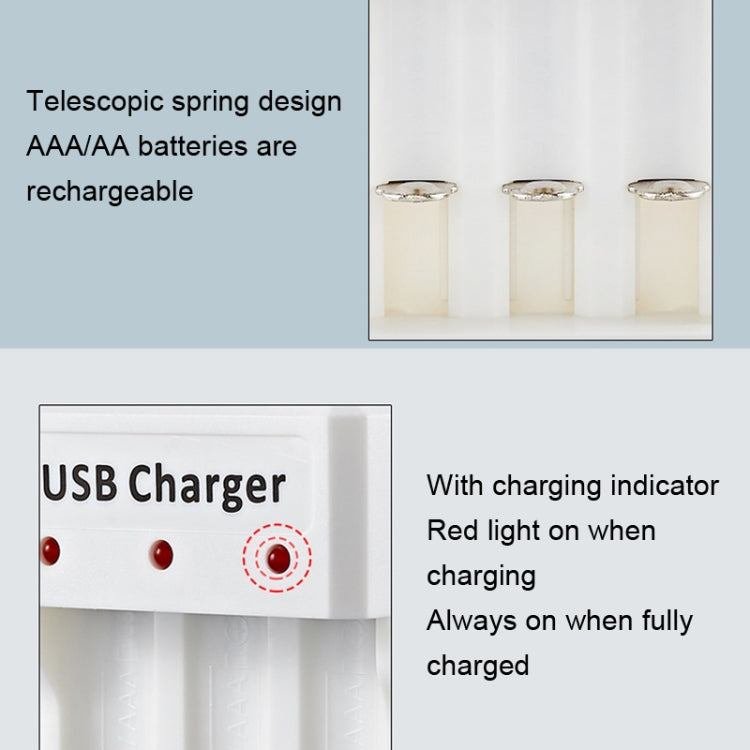 4 PCS BMAX B-03 3 Slot NiMH Battery Charger AA/AAA Battery USB Charger, 3 Slot USB(White) – TPU