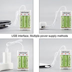 4 PCS BMAX B-03 3 Slot NiMH Battery Charger AA/AAA Battery USB Charger, 3 Slot USB(White) – TPU