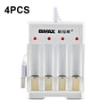 4 PCS BMAX B-04 AAA/AA 1.2V Battery 4 Slot USB Charger, 4 Slot USB(White) 4 Slot USB(White)