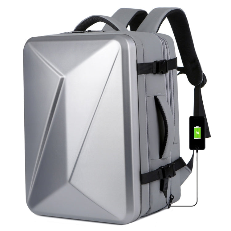 Large-capacity Waterproof Expandable Hard Shell Backpack with USB Charging Hole, 161 Light Grey, 161 Black, 161 Dark Gray, 162 Black, 162 Deep Gray, 162 Light Gray – Waterproof, Wear-resistant 162 Light Gray