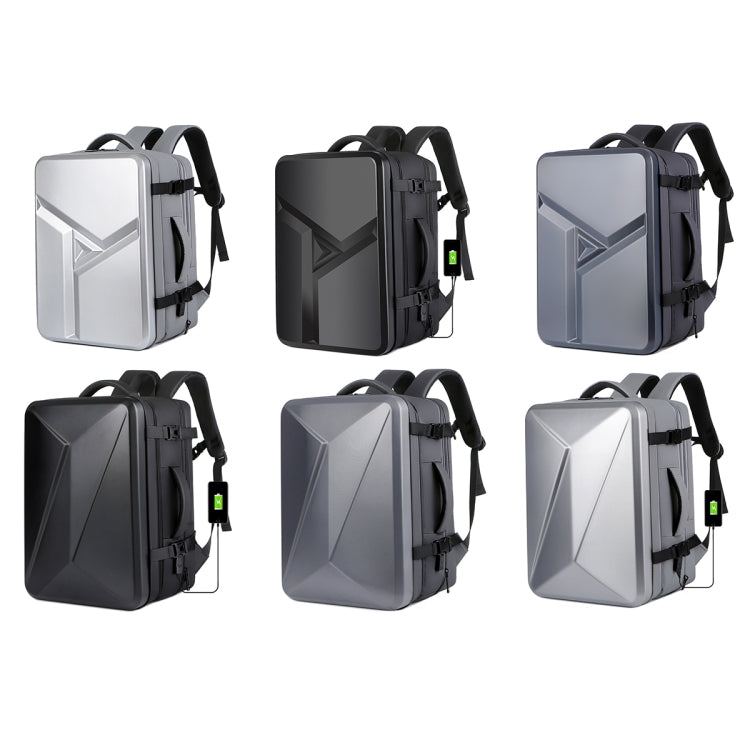 Large-capacity Waterproof Expandable Hard Shell Backpack with USB Charging Hole, 161 Light Grey, 161 Black, 161 Dark Gray, 162 Black, 162 Deep Gray, 162 Light Gray – Waterproof, Wear-resistant