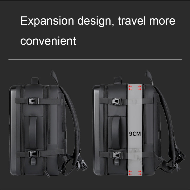 Large-capacity Waterproof Expandable Hard Shell Backpack with USB Charging Hole, 161 Light Grey, 161 Black, 161 Dark Gray, 162 Black, 162 Deep Gray, 162 Light Gray – Waterproof, Wear-resistant
