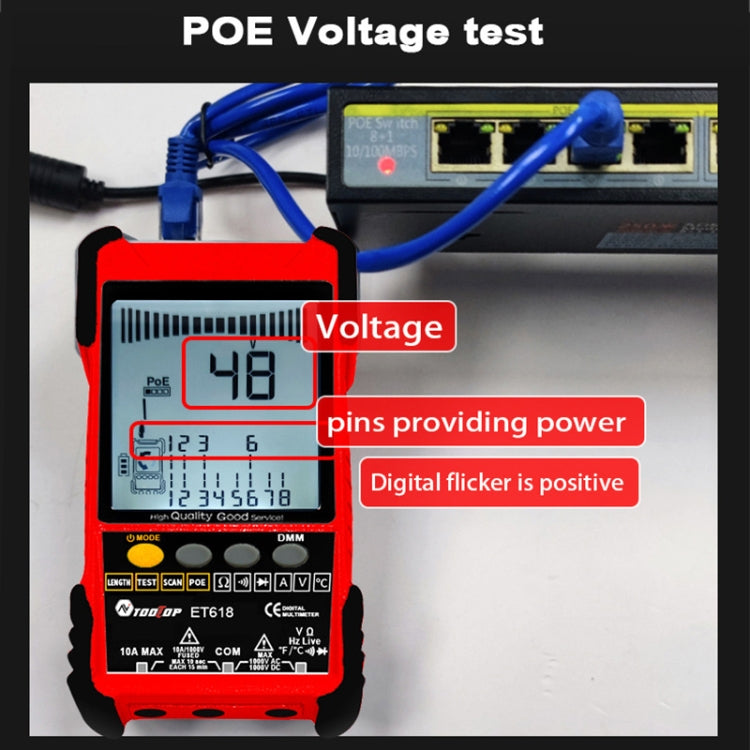 Rechargeable Adjustable Network Cable Tester Wire Tracker POE Cable Tester, ET616 (Red), ET618 (Red)