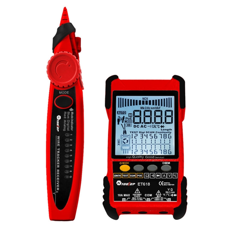 Rechargeable Adjustable Network Cable Tester Wire Tracker POE Cable Tester, ET616 (Red), ET618 (Red) – Durable Build, Easy to Use ET618 (Red) Red