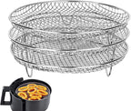 Air Fryer Accessories 8-inch Three Layer Round Grill Steam Rack, Round Round