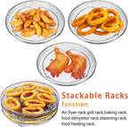 Air Fryer Accessories 8-inch Three Layer Round Grill Steam Rack, Round