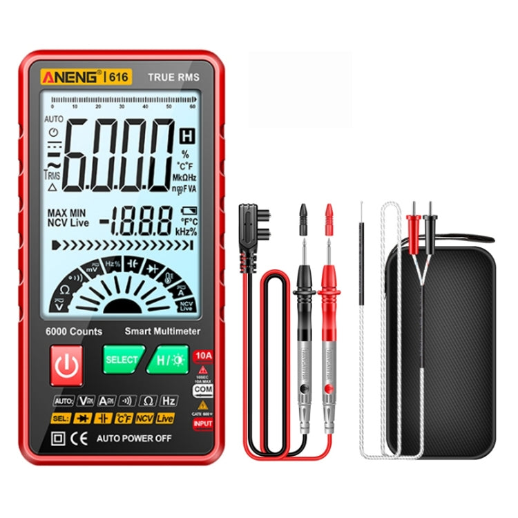 ANENG 616 Automatic High-precision Digital Display Capacitance Multimeter, Red, Black Red
