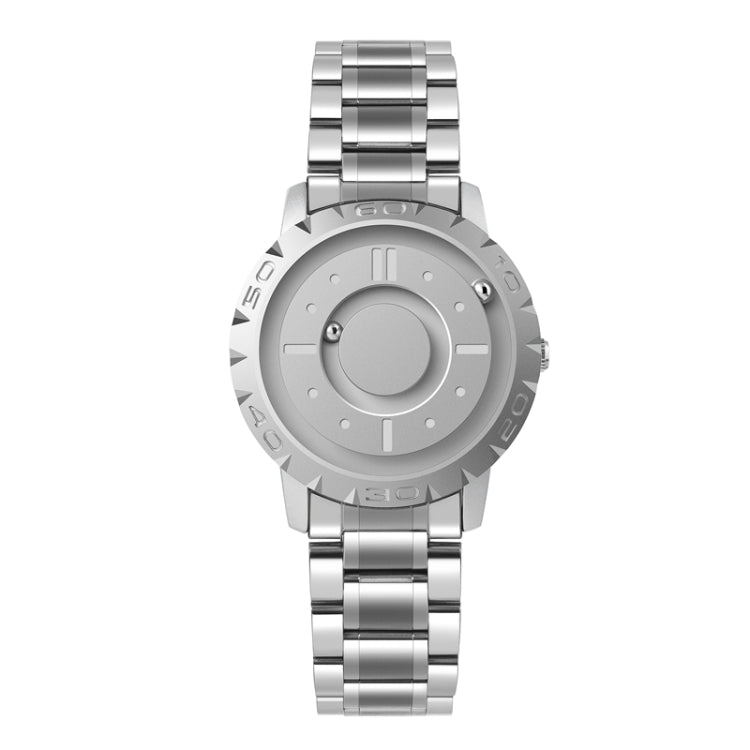 EUTOUR E030 Magnetic Ball Men Bezel-Free Design Watch Silver Steel Strip