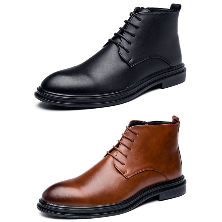 WJZ-G11 Men British Pointed Leather Shoes Business Casual Boots, 38, 39, 40, 41, 42, 43, 44, 45 – Leather