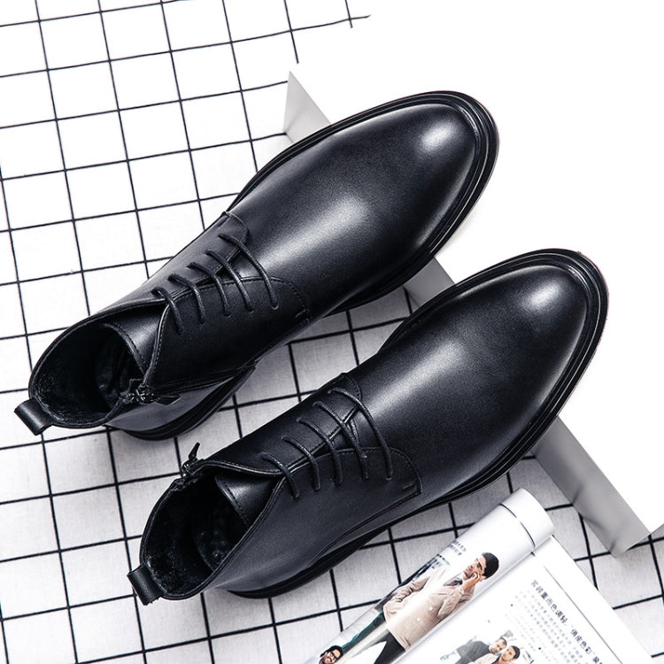 WJZ-G11 Men British Pointed Leather Shoes Business Casual Boots, 38, 39, 40, 41, 42, 43, 44, 45 – Leather 41 Black