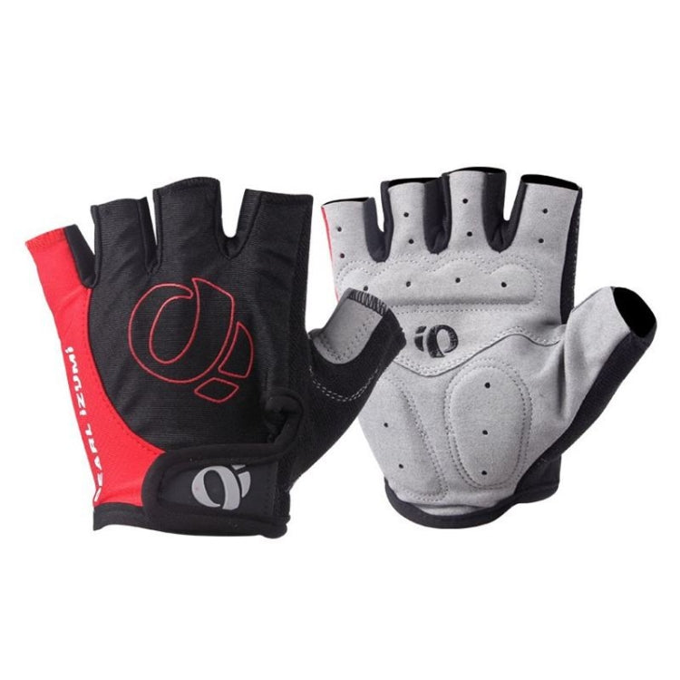 YIZIMI Anti-shock Half-finger Gloves Cycling Silicone Short Finger Gloves, S, M, L, XL – Wear-resistant, Leather, Non-slip XL Black Red