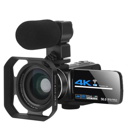 5600PX Zoomable 4K Digital Video Camera Black, Black, With Fill Light + Wide Angle Lens, With Hood + Microphone + Wide-angle Lens, With Stabilizers Kit With Hood + Microphone + Wide-angle Lens