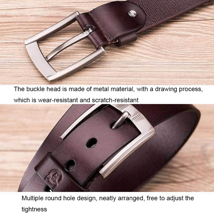 BULL CAPTAIN 01 Pin Buckle Thickened Cowhide Wear-Resistant Belt, Length:, 110cm (Smooth Brown), 115cm (Smooth Brown), 120cm (Smooth Brown), 125cm (Smooth Brown), 110cm (Burr Brown), 115cm (Burr Brown), 120cm (Burr Brown), 125cm (Burr Brown)... –...
