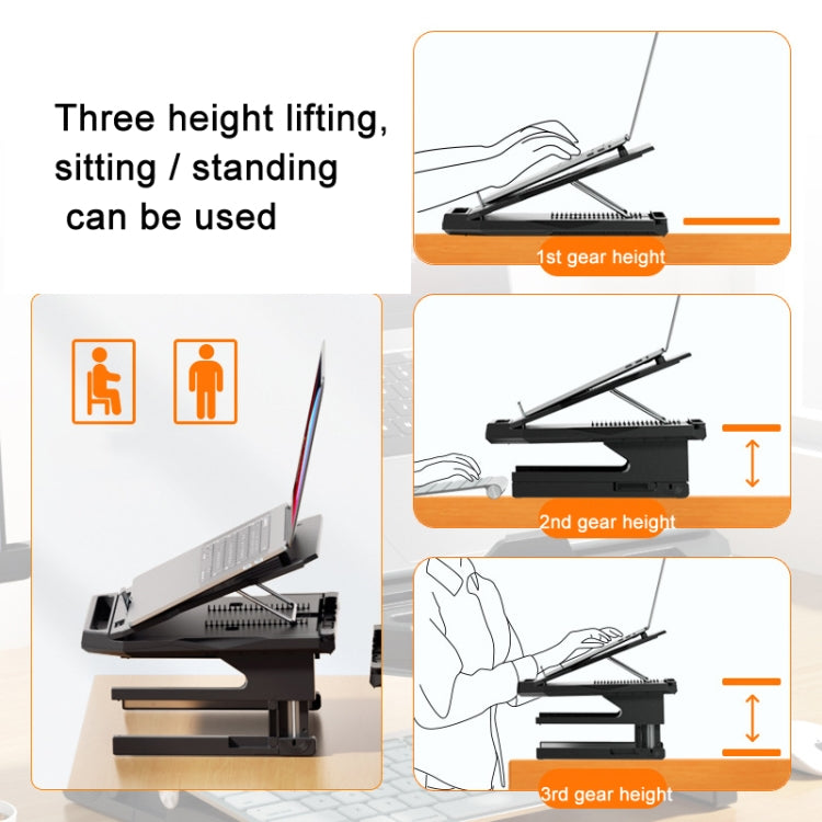 Double Layer Foldable Lift Laptop Stand Aluminum Computer Heightening Bracket – Aluminum Alloy