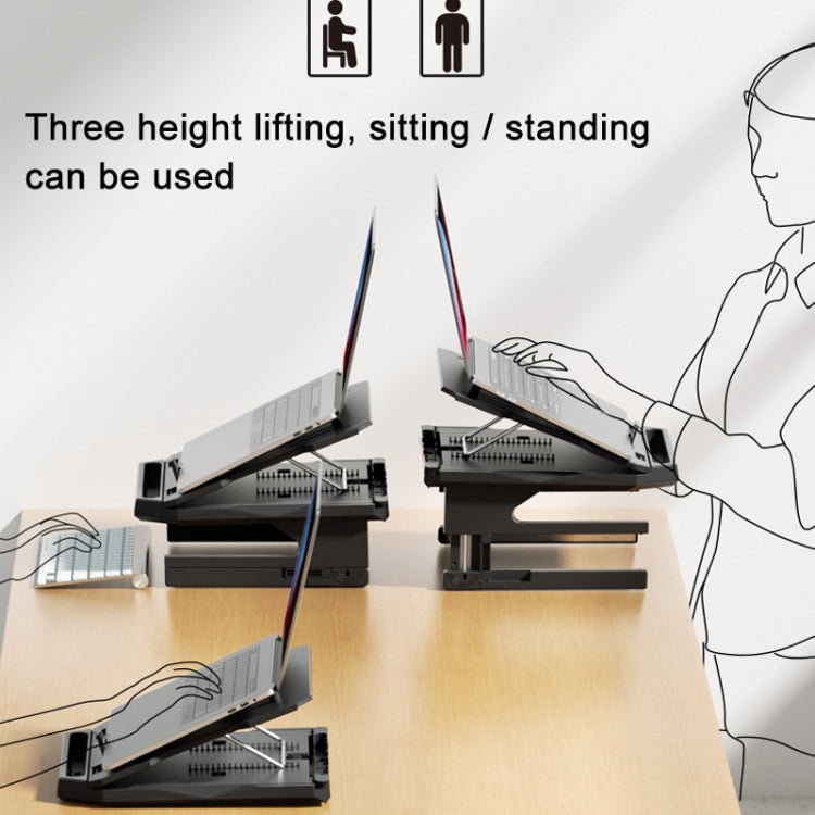 Double Layer Foldable Lift Laptop Stand Aluminum Computer Heightening Bracket – Aluminum Alloy