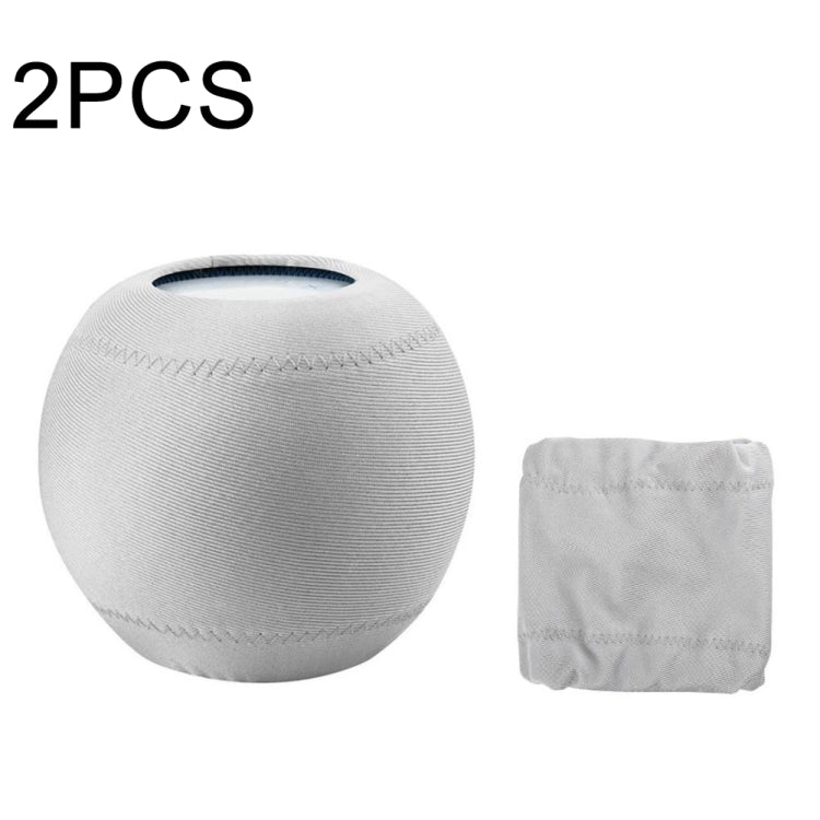 2 PCS For Homepod Mini Smart Speaker Dust Cover Stretch Cloth Audio Protection Cover Light Gray