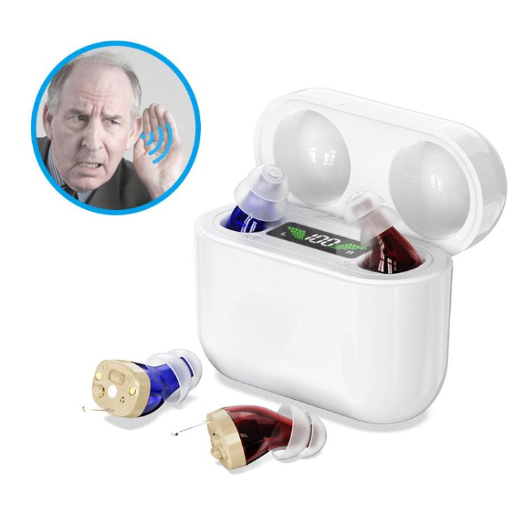 GM-912 Digital Hearing Aid Sound Amplifier With Digital Display Charging Compartment Red Blue
