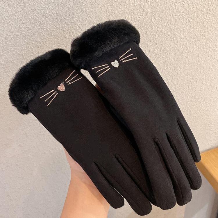 A56 Keep Warm Touch Screen Plus Velvet Thick Anti-Cold Riding Gloves, A56 Black, A56 Pink, A56 Gray A56 Black Black