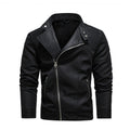 Mens Lapel Leather Motorcycle Jacket, S, M, L, XL, XXL, 3XL S Black