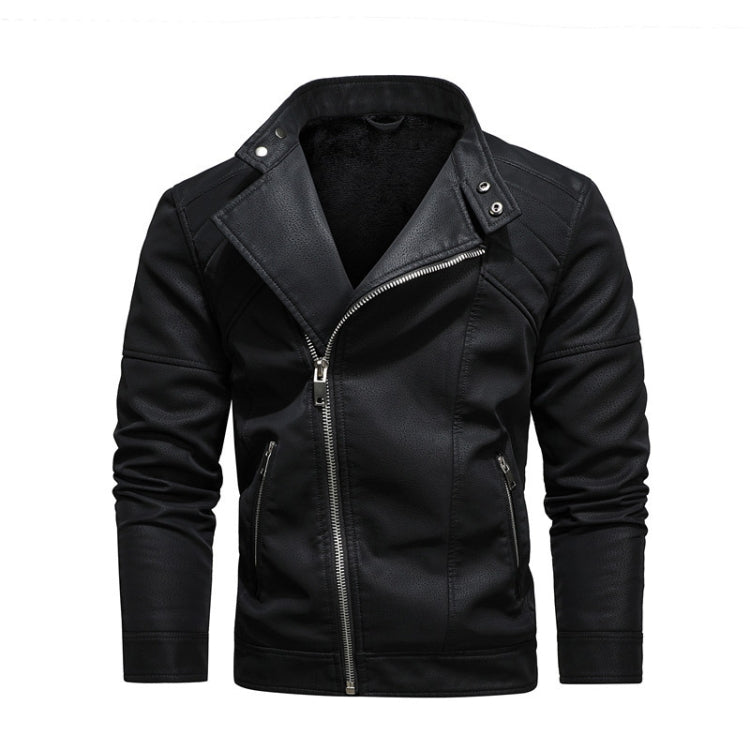 Mens Lapel Leather Motorcycle Jacket, S, M, L, XL, XXL, 3XL S Black