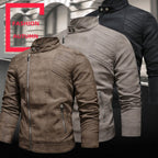 Mens Lapel Leather Motorcycle Jacket, S, M, L, XL, XXL, 3XL