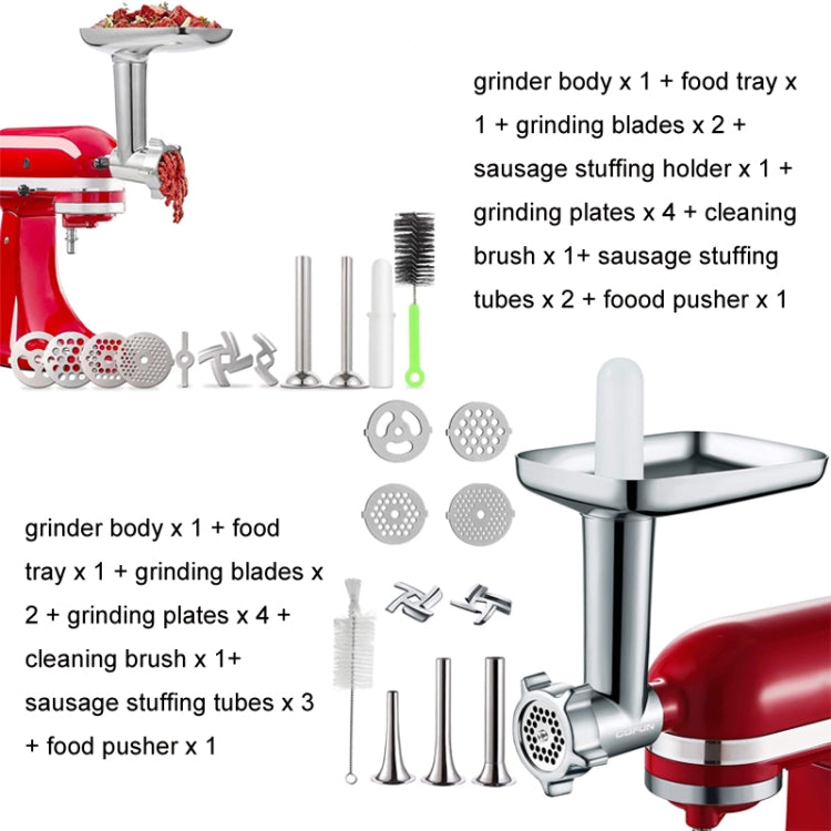 For Kitchenaid Porking Enemy Accessories Dough Maker Grinder Meat Universal Set, Grinder Meat Set (Silver Gray)