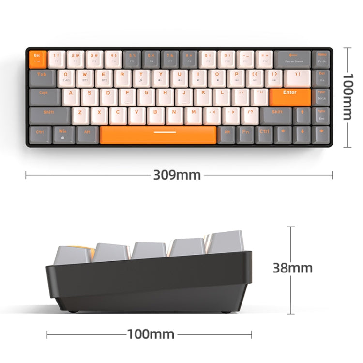 ZIYOU LANG K68 68 Keys Bluetooth Wireless Dual Model Mechanical Keyboard, Style:, Red Shaft Version (Shimmering), Green Shaft Version (Gray), Red Shaft Version (Gray) – Wear-resistant, Bluetooth