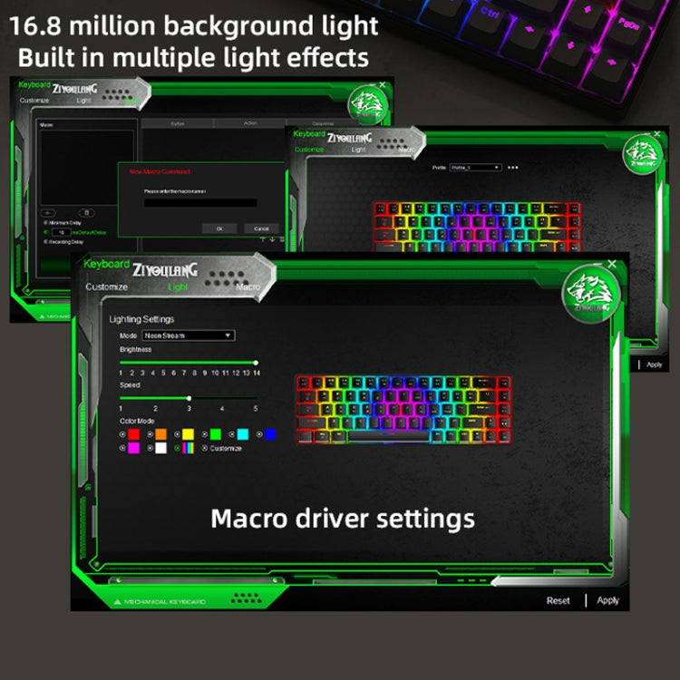ZIYOU LANG T8 68 Keys RGB Gaming Mechanical Keyboard, Cable Length: 1.5m, Style:, T8 Micro Light Version Green Shaft – Durable Build, Easy to Use