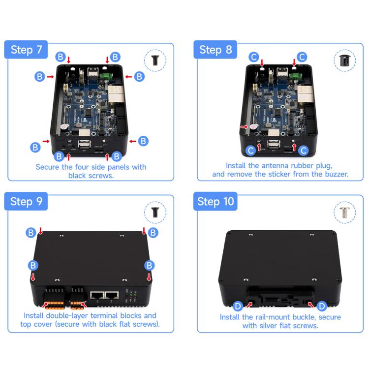 Waveshare Gigabit/2.5G Dual Ethernet Industrial Computer Based On Raspberry Pi CM5, 4 x RS485, 2×RS485+2×RS232
