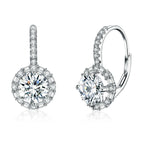 S925 Sterling Silver Moissanite Zirconia Elegant Earrings White Gold Plated, MSE002 MSE002