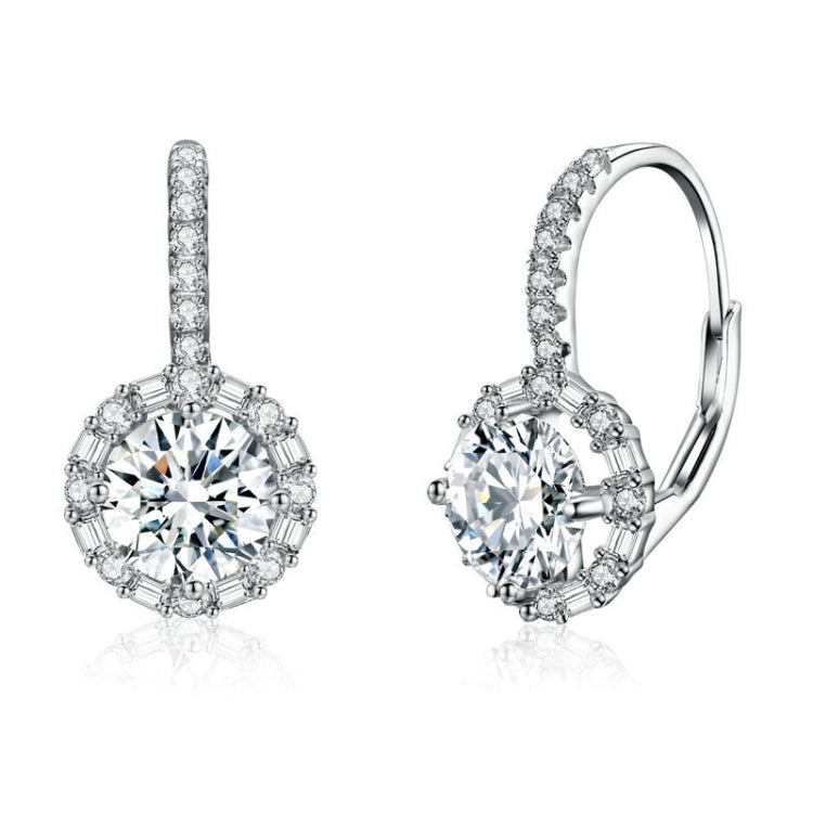 S925 Sterling Silver Moissanite Zirconia Elegant Earrings White Gold Plated, MSE002 MSE002