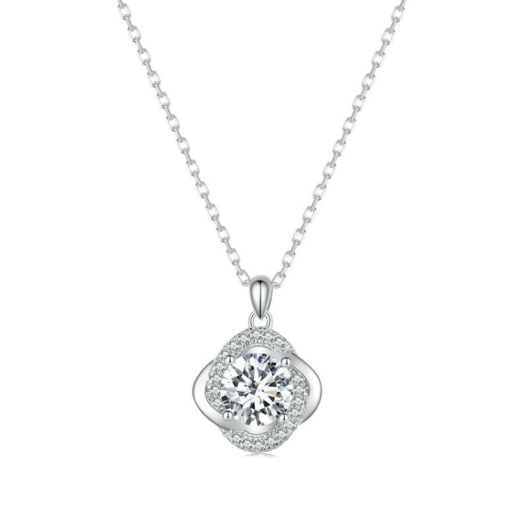 Sterling Silver S925 White Gold Plated Sparkling Moissanite Pendant Necklace, MSN002 MSN002