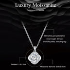 Sterling Silver S925 White Gold Plated Sparkling Moissanite Pendant Necklace, MSN002