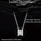 Sterling Silver S925 Sparkling Moissanite Pendant White Gold Plated Necklace, MSN005