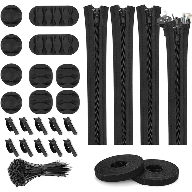 3 In 1 0.5m Kit Cord Management Organizer Kit Cable Sleeve With Zipper Cable Clip, 5 In 1, 3 In 1 0.5m Kit, 4pcs Zipper Ties, 3 In 1 5m Kit 5 In 1