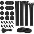 3 In 1 0.5m Kit Cord Management Organizer Kit Cable Sleeve With Zipper Cable Clip, 5 In 1, 3 In 1 0.5m Kit, 4pcs Zipper Ties, 3 In 1 5m Kit 5 In 1