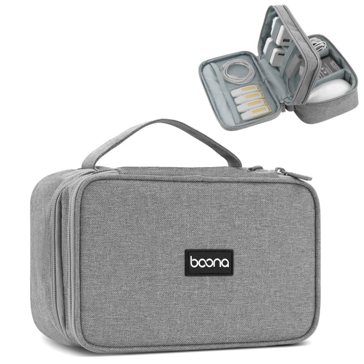 Baona Multifunctional Earphone Data Cable Digital Storage Bag, Spec:, Single-layer (Gray), Single-layer (Black), 2-layer (Gray), 2-layer (Black), Single-Layer Box (Gray), Single-Layer Box (Black), 2-layer Box (Gray), 2-layer Box (Black), XL (Gray)...... 2-layer (Gray)