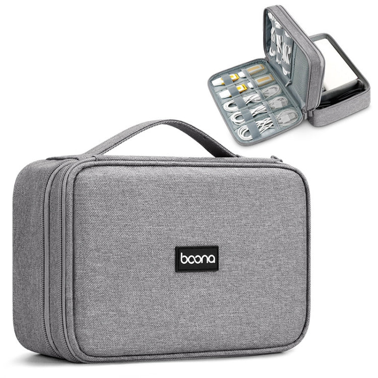 Baona Multifunctional Earphone Data Cable Digital Storage Bag, Spec:, Single-layer (Gray), Single-layer (Black), 2-layer (Gray), 2-layer (Black), Single-Layer Box (Gray), Single-Layer Box (Black), 2-layer Box (Gray), 2-layer Box (Black), XL (Gray)...... 2-layer Box (Gray)