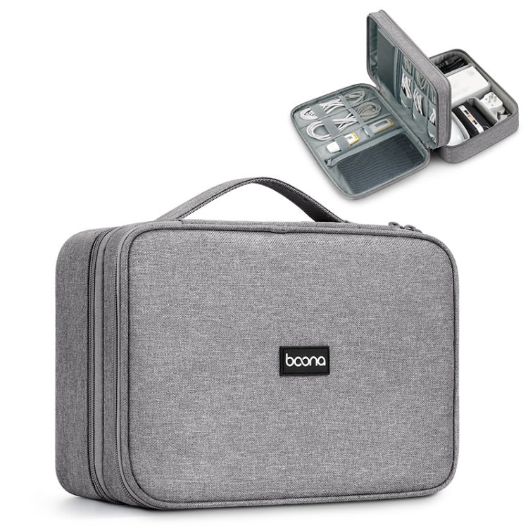Baona Multifunctional Earphone Data Cable Digital Storage Bag, Spec:, Single-layer (Gray), Single-layer (Black), 2-layer (Gray), 2-layer (Black), Single-Layer Box (Gray), Single-Layer Box (Black), 2-layer Box (Gray), 2-layer Box (Black), XL (Gray)...... XL (Gray)