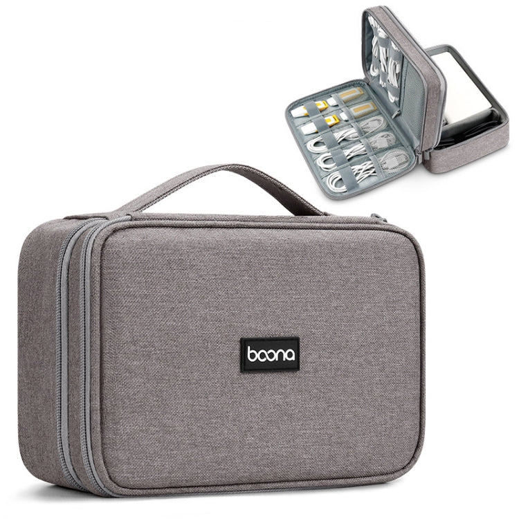 Baona Multifunctional Earphone Data Cable Digital Storage Bag, Spec:, Single-layer (Gray), Single-layer (Black), 2-layer (Gray), 2-layer (Black), Single-Layer Box (Gray), Single-Layer Box (Black), 2-layer Box (Gray), 2-layer Box (Black), XL (Gray)...... 2-layer Box (Brown Gray)